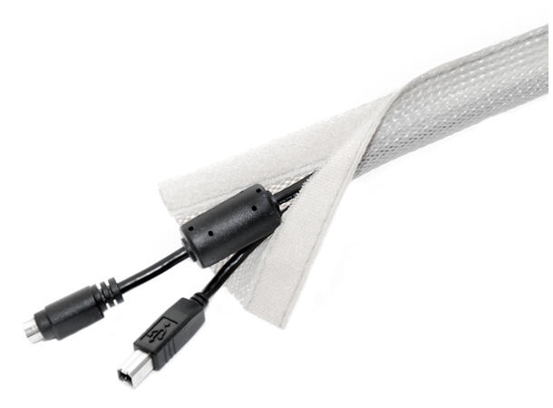 Multibrackets kabelstrømpe velcro 2m Sølv, Blisterpakk, borelås åpning 